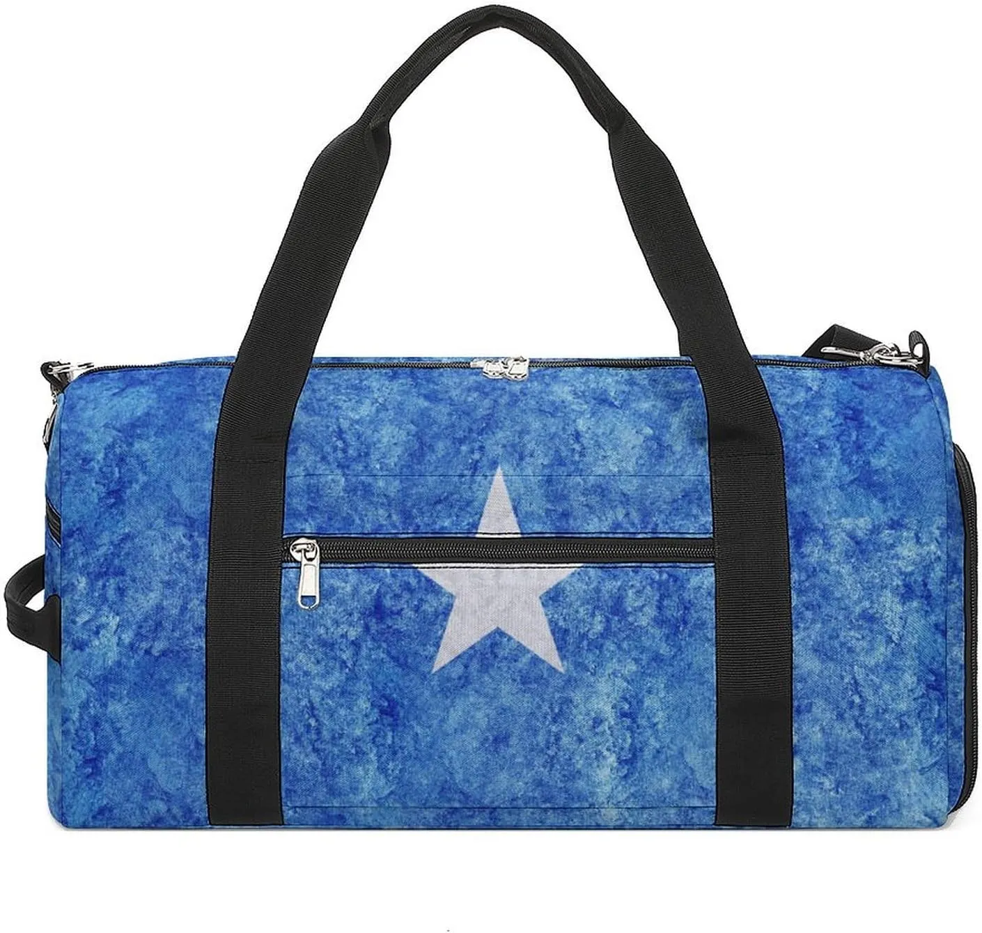 Somalia Flag Textured Sports Duffel with Shoe Compartment and Wet Pocket for Travel Gym