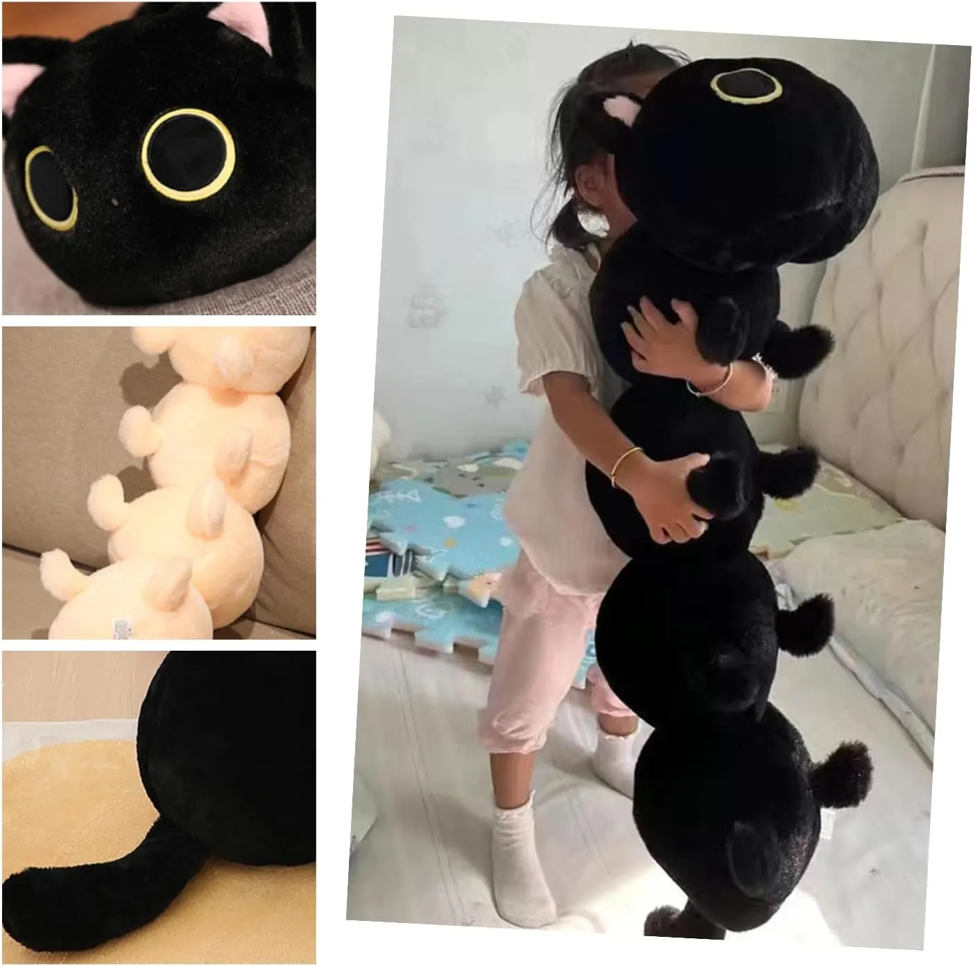 Somao Caterpillar Stuffed Animal Plush Long Cat Body Pillow,Creative Cat Caterpillar Plush Toys Soft Hugging Pillow Doll Funny Cushion Gift for Kids（Beige,50cm/19.68inch）
