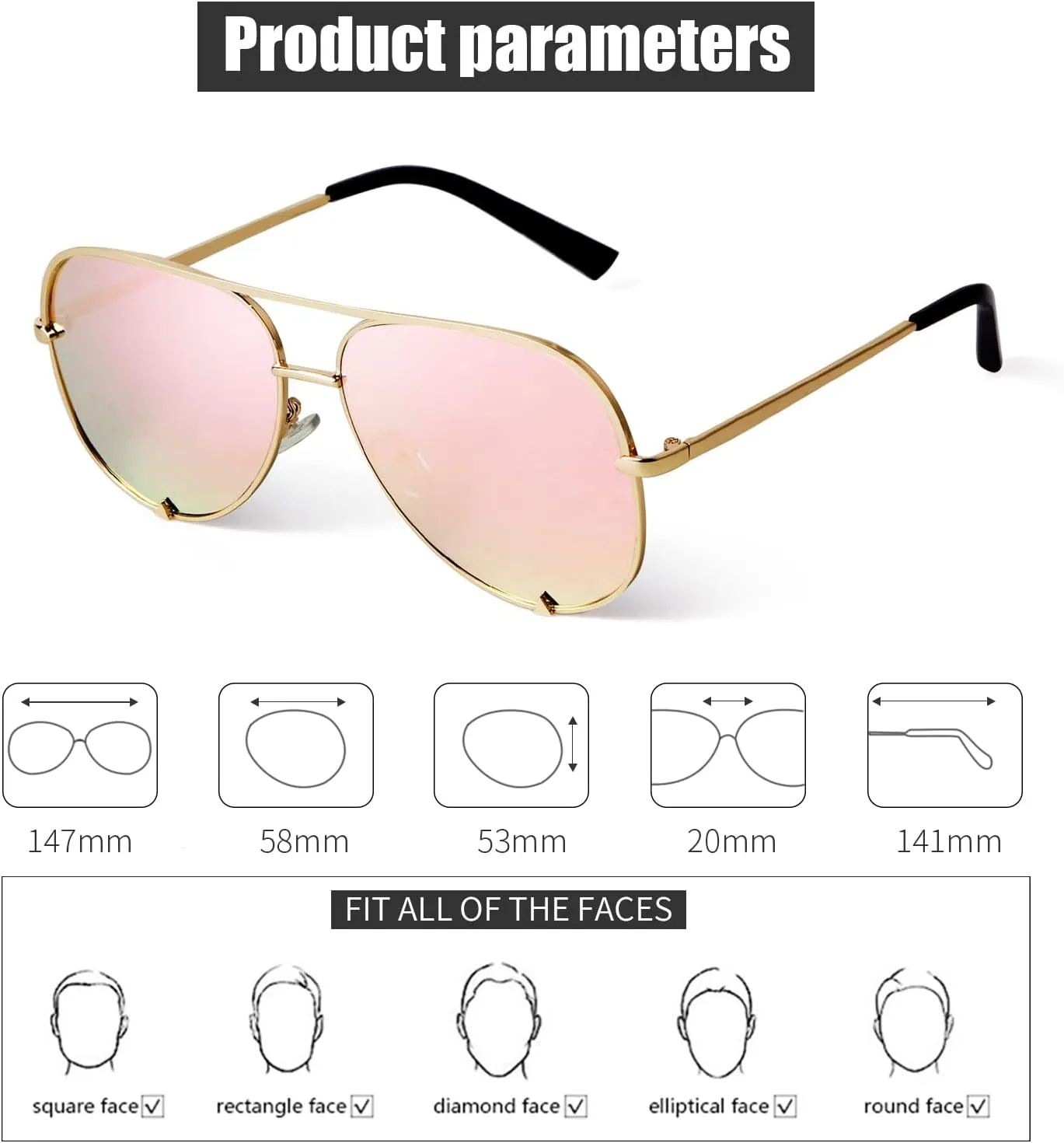 SORVINO Oversized Aviator Sunglasses for Women Men Trendy Retro Bulk Shade Black Faded Sun Glasses Classic UV Protection