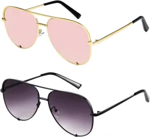 SORVINO Oversized Aviator Sunglasses for Women Men Trendy Retro Bulk Shade Black Faded Sun Glasses Classic UV Protection