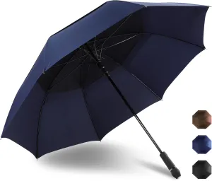 SoulRain 62 Inch Arc Umbrella Double Layer Vented Big Windproof Waterproof Umbrellas,Automatic Open Golf Umbrella for Men and Women and Family