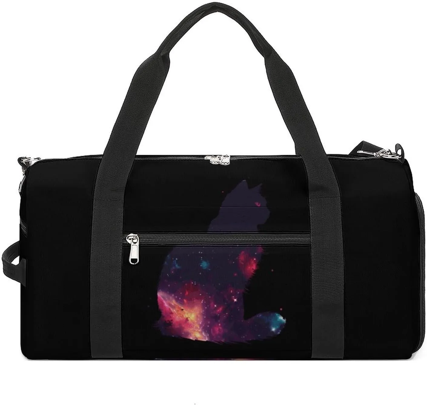Space Galaxy Cat Sports Gym Bag for Men Women Travel Duffel Bag with Shoulder Strap