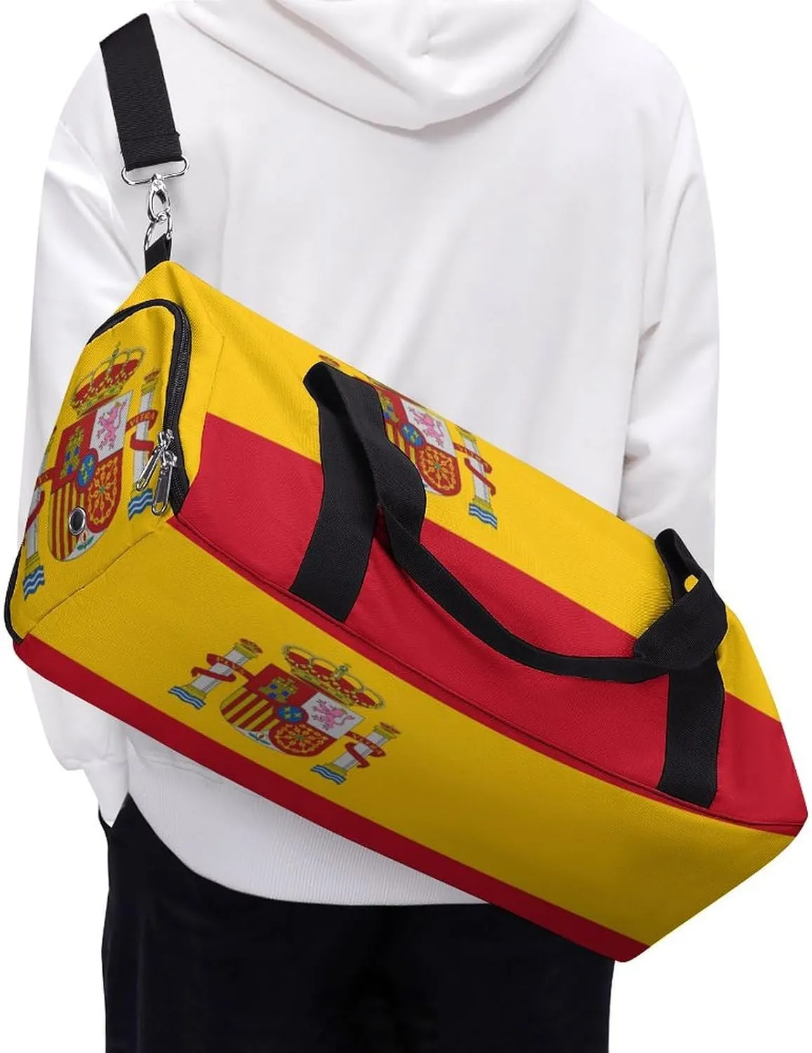 Spain Flag Duffel Bag for Men Women with Shoe Compartment Weekender Tote