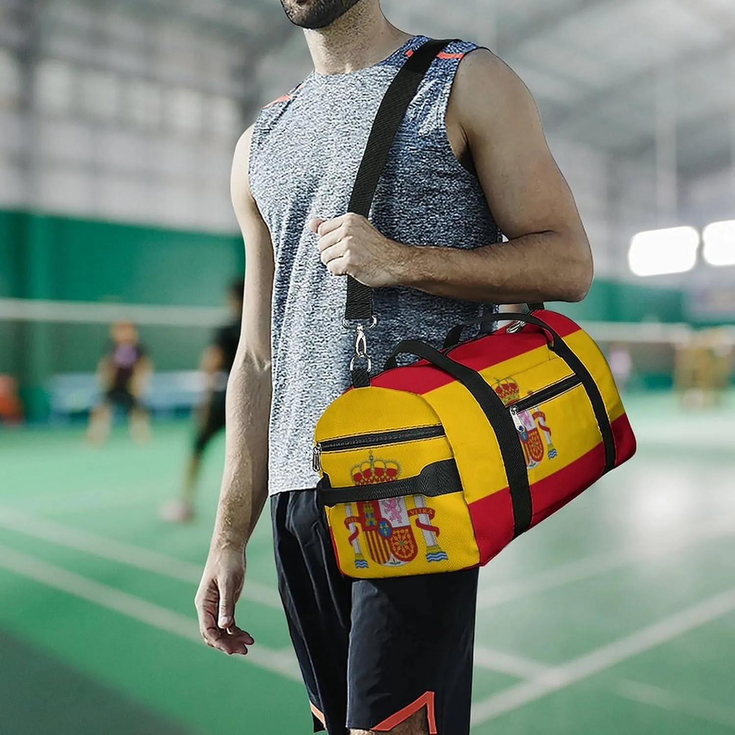 Spain Flag Duffel Bag for Men Women with Shoe Compartment Weekender Tote