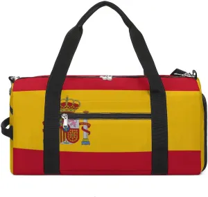 Spain Flag Duffel Bag for Men Women with Shoe Compartment Weekender Tote