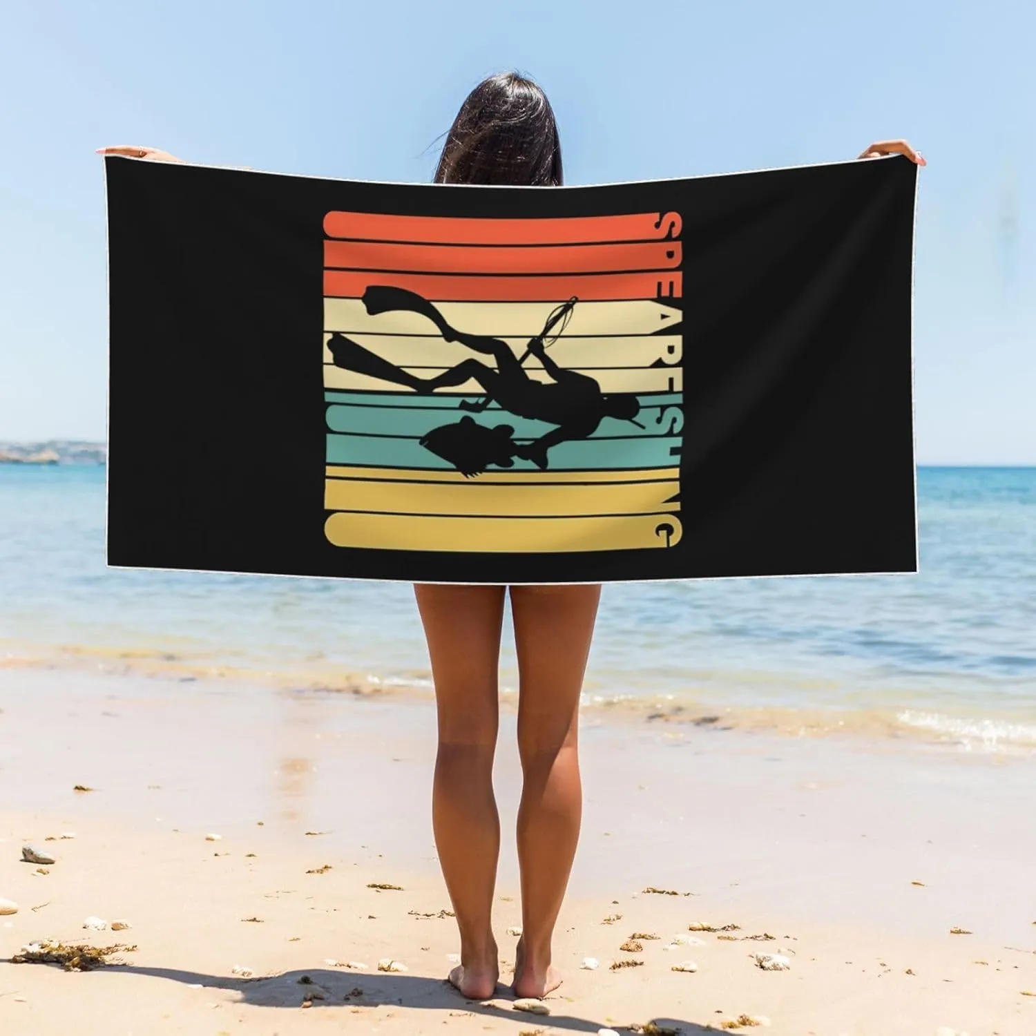 Spearfishing Beach Towel 55x27.5 Inches - Ultra Soft Quick Dry Sand Towel, Lightweight Large Bath Towel for Pool, Summer, Travel