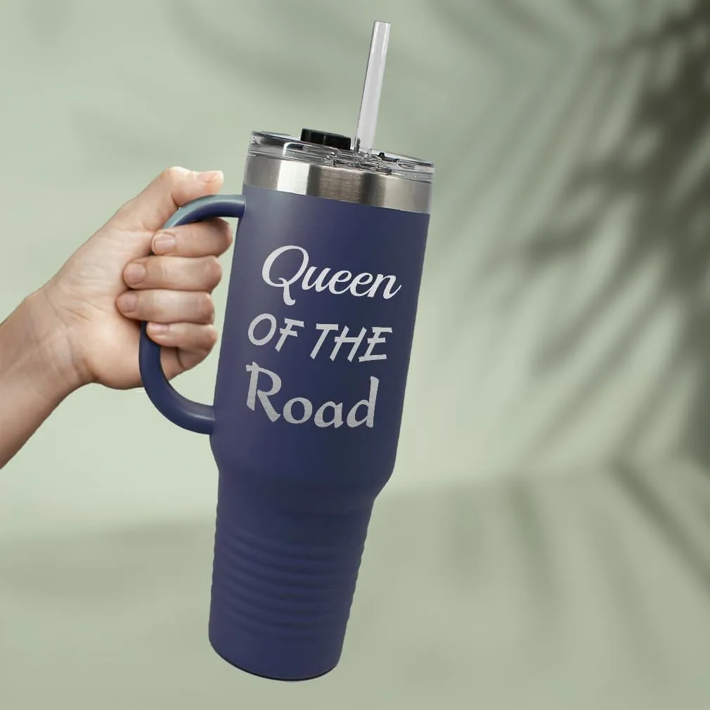 Speedy Pros Stainless-Steel Coffee Tumbler with Lid & Straw Queen of The Road Cars & Transportation Off-Road Vehicles Insulated Engraved Travel Mugs Chill 40 Oz