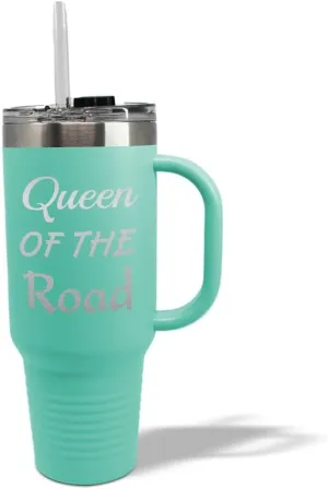 Speedy Pros Stainless-Steel Coffee Tumbler with Lid & Straw Queen of The Road Cars & Transportation Off-Road Vehicles Insulated Engraved Travel Mugs Chill 40 Oz