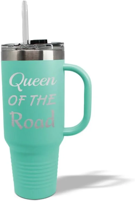 Speedy Pros Stainless-Steel Coffee Tumbler with Lid & Straw Queen of The Road Cars & Transportation Off-Road Vehicles Insulated Engraved Travel Mugs Chill 40 Oz