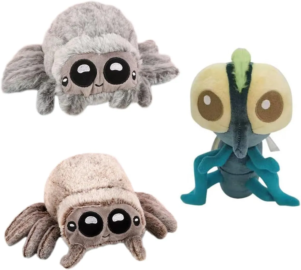 Spider Plush, 6.7 inch Cute Jumping Spider Stuffed Animal Toy Plushies (3pcs Plush)