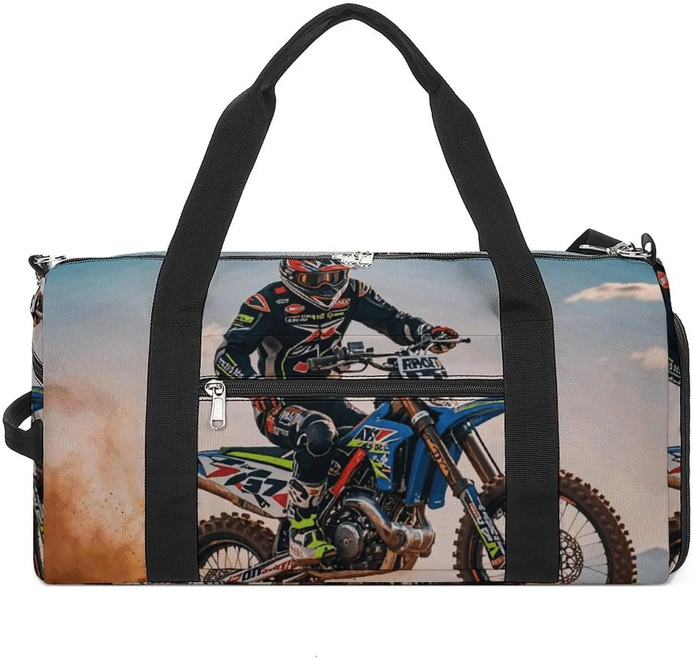 Sport Motorcycle Motocross Racing Theme Gym Bag for Men Women Water Resistant Duffle Bag Travel Lightweight Bag for Travel Sports