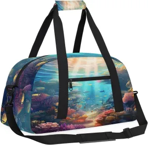Sports Duffle Bags Travel Duffle Bag Gym Bag Seabed World Weekender Travel Bag Waterproof Overnight Bag Carry On Travel Tote Bag Dance Bags