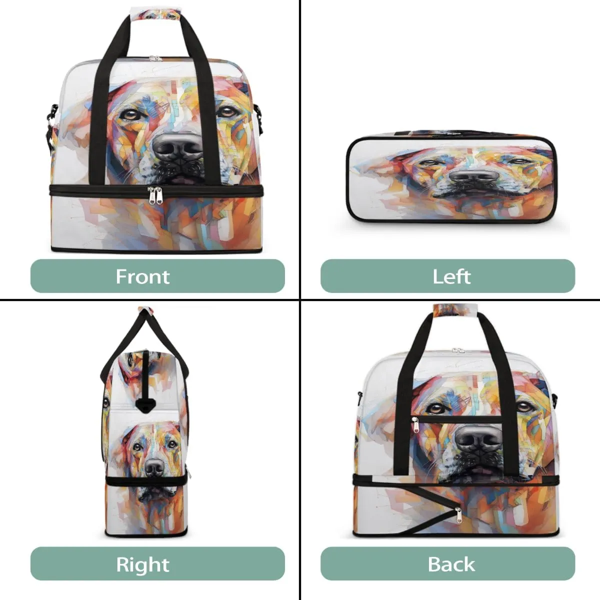 Sports Gym Bag Dog Abstract Animal Large Travel Duffel Bag With Shoe Compartment Foldable Waterproof Carry-On Weekend Travel Bags for Camping Overnight Yoga Hospital Travel Bags