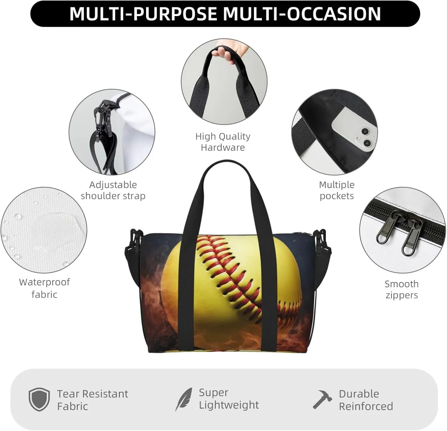 Sports Gym Bag for Women Men Travel Duffel Bag Tote Softball Weekender Bag Canvas Carry on Overnight Bag for Travel Swimming Fitness Workout Sports Duffle Bag