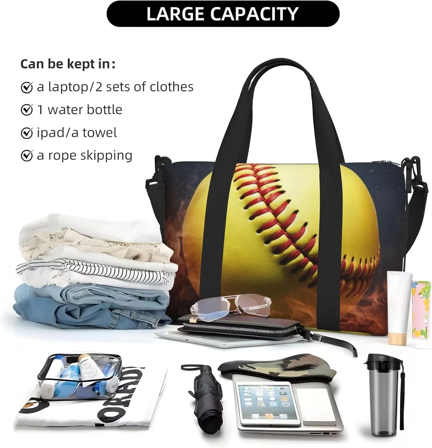 Sports Gym Bag for Women Men Travel Duffel Bag Tote Softball Weekender Bag Canvas Carry on Overnight Bag for Travel Swimming Fitness Workout Sports Duffle Bag