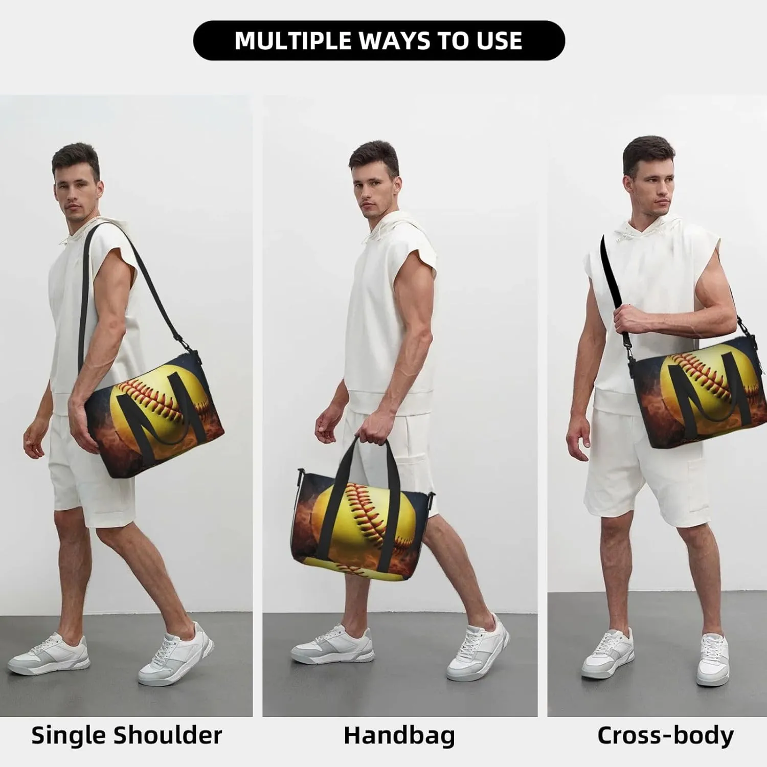 Sports Gym Bag for Women Men Travel Duffel Bag Tote Softball Weekender Bag Canvas Carry on Overnight Bag for Travel Swimming Fitness Workout Sports Duffle Bag