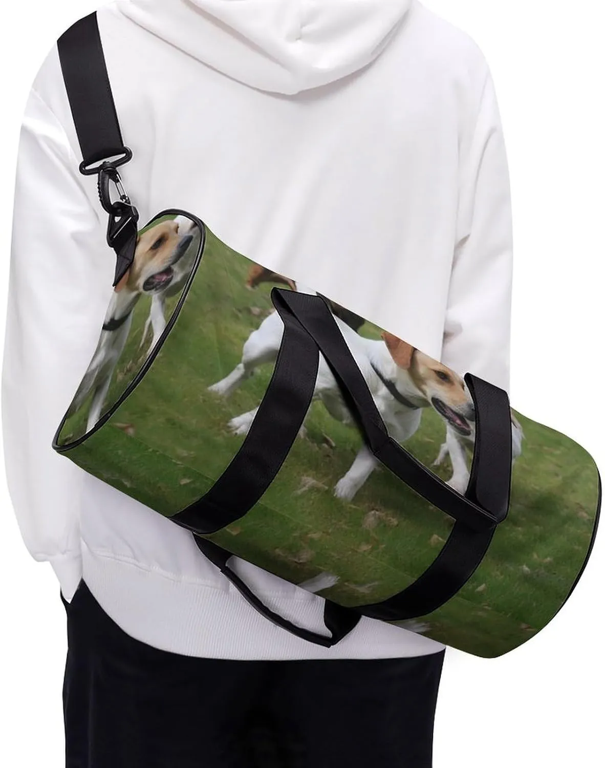 Sports Gym Bag for Women Men Travel Duffel Bag Tote Weekender Bag Dogs Playing On The Lawn Carry on Overnight Bag for Travel Swimming Fitness Workout Sports Duffle Bag