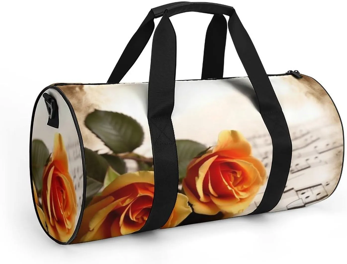 Sports Gym Bag for Women Men Travel Duffel Bag Tote Weekender Bag Music Roses Romantic Carry on Overnight Bag for Travel Swimming Fitness Workout Sports Duffle Bag