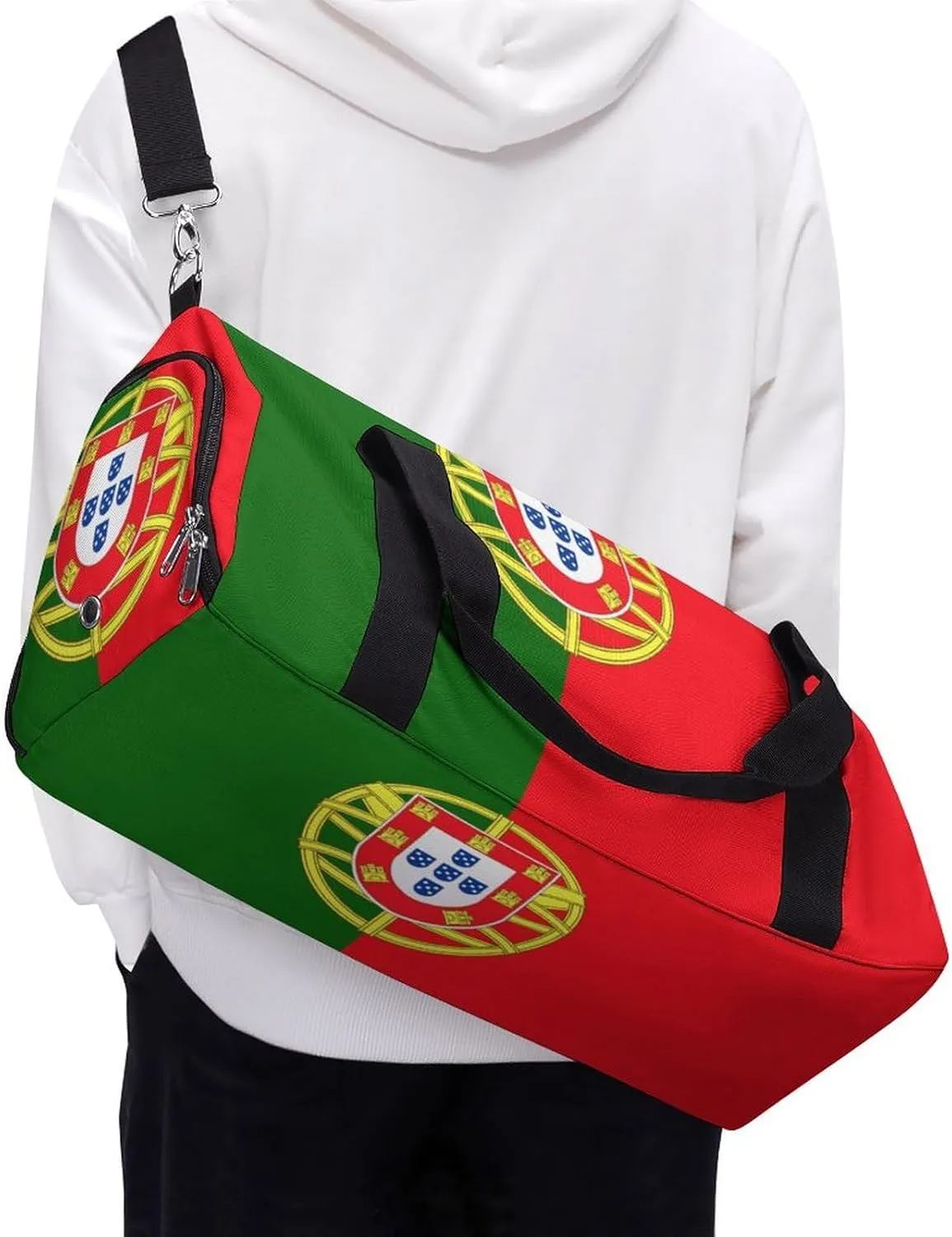 Sports Gym Bag Portugal Flag Duffel with Shoe Compartment Waterproof Travel Weekender