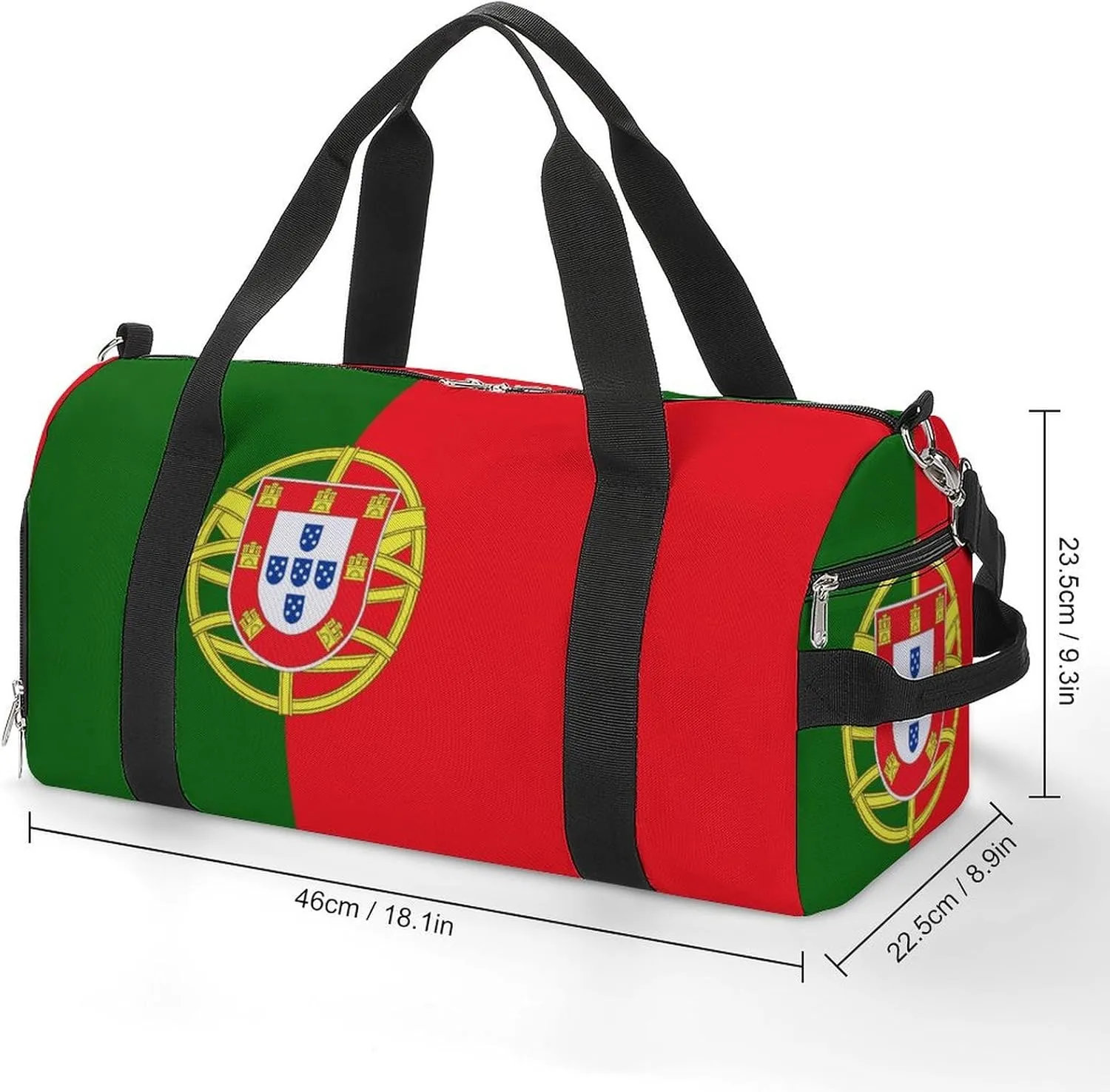 Sports Gym Bag Portugal Flag Duffel with Shoe Compartment Waterproof Travel Weekender