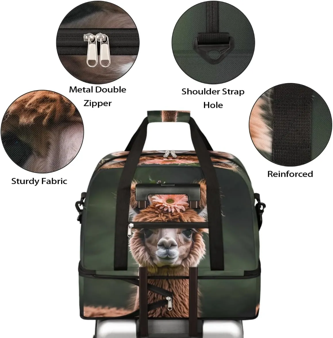 Sports Gym Bag Sheep Cute Cartoon Large Travel Duffel Bag With Shoe Compartment Foldable Waterproof Carry-On Weekend Travel Bags for Camping Overnight Yoga Hospital Travel Bags