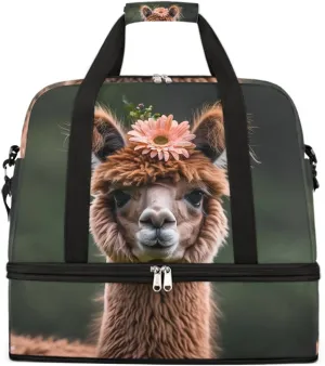 Sports Gym Bag Sheep Cute Cartoon Large Travel Duffel Bag With Shoe Compartment Foldable Waterproof Carry-On Weekend Travel Bags for Camping Overnight Yoga Hospital Travel Bags