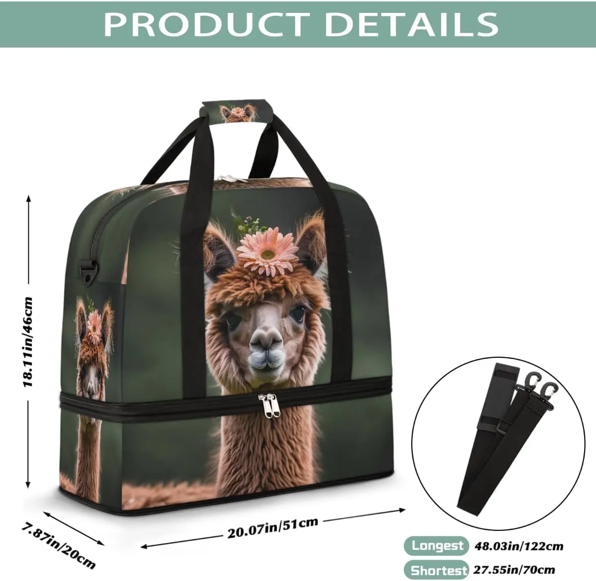 Sports Gym Bag Sheep Cute Cartoon Large Travel Duffel Bag With Shoe Compartment Foldable Waterproof Carry-On Weekend Travel Bags for Camping Overnight Yoga Hospital Travel Bags