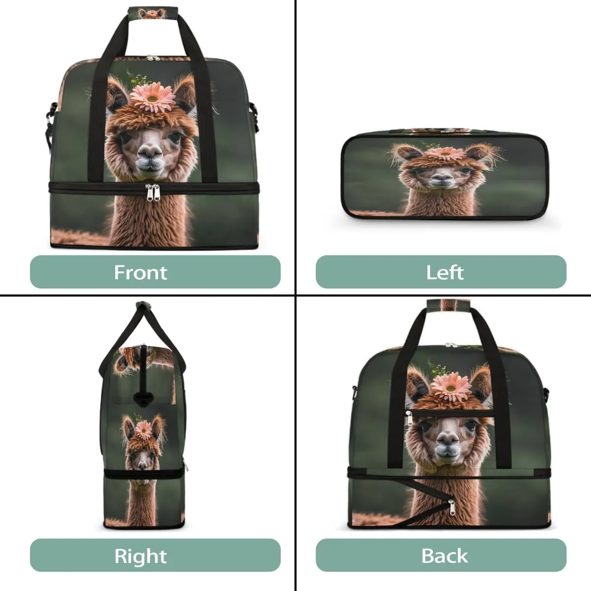 Sports Gym Bag Sheep Cute Cartoon Large Travel Duffel Bag With Shoe Compartment Foldable Waterproof Carry-On Weekend Travel Bags for Camping Overnight Yoga Hospital Travel Bags