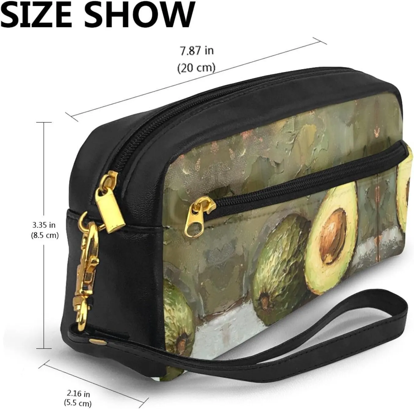 SSIMOO Avocado Print Travel Makeup Bag For On-The-Go Style For Storing Cosmetics And Beauty Essentials