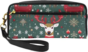 SSIMOO Christmas Deer Print Travel Makeup Bag For On-The-Go Style For Storing Cosmetics And Beauty Essentials