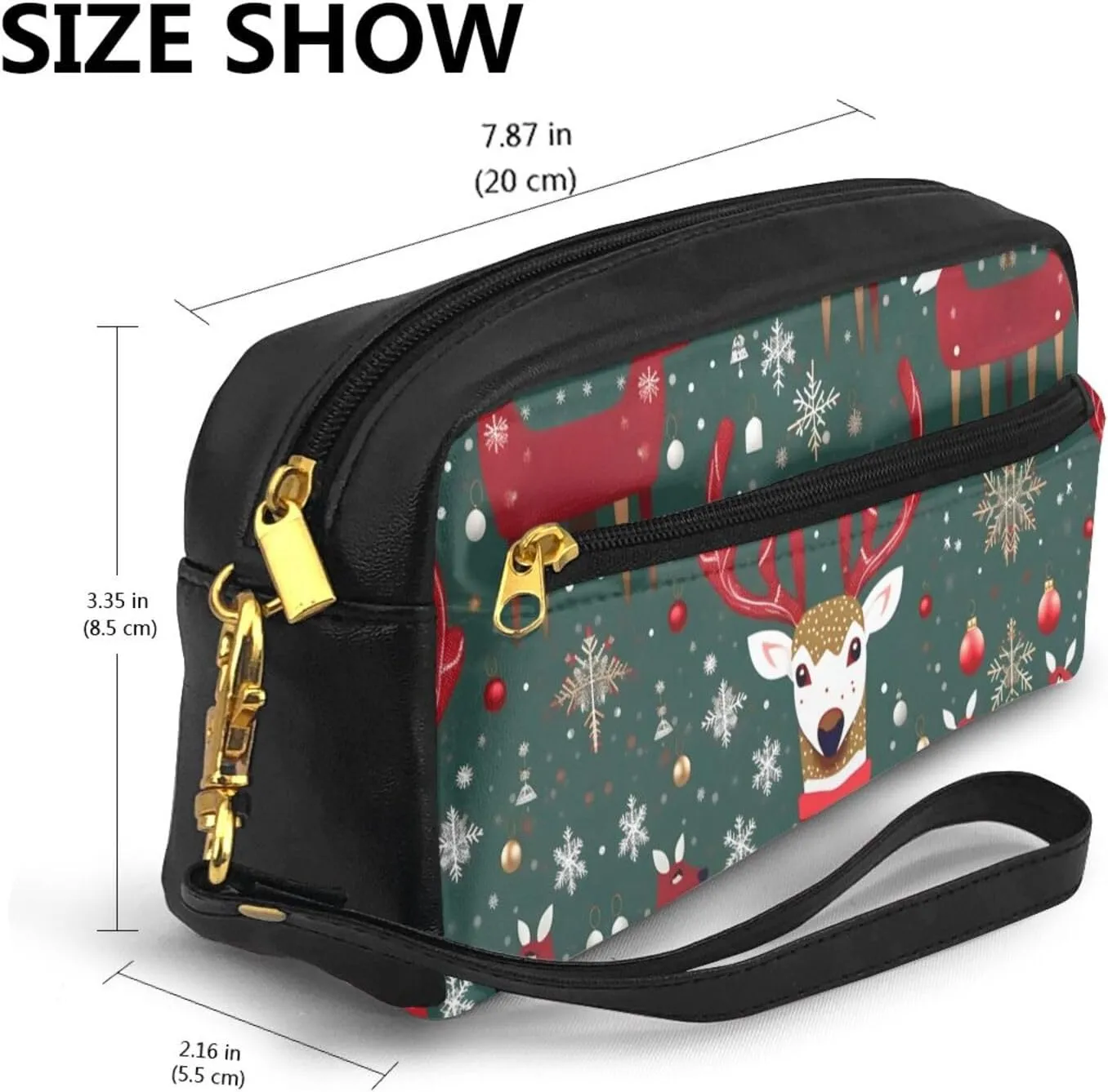 SSIMOO Christmas Deer Print Travel Makeup Bag For On-The-Go Style For Storing Cosmetics And Beauty Essentials