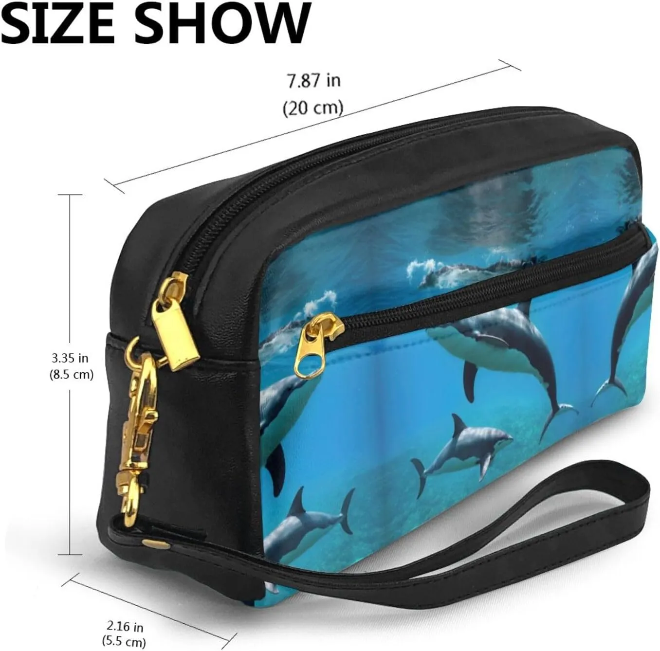 SSIMOO Funny Animal Dolphin Print Travel Makeup Bag For On-The-Go Style For Storing Cosmetics And Beauty Essentials