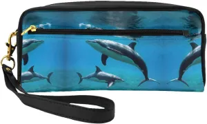 SSIMOO Funny Animal Dolphin Print Travel Makeup Bag For On-The-Go Style For Storing Cosmetics And Beauty Essentials