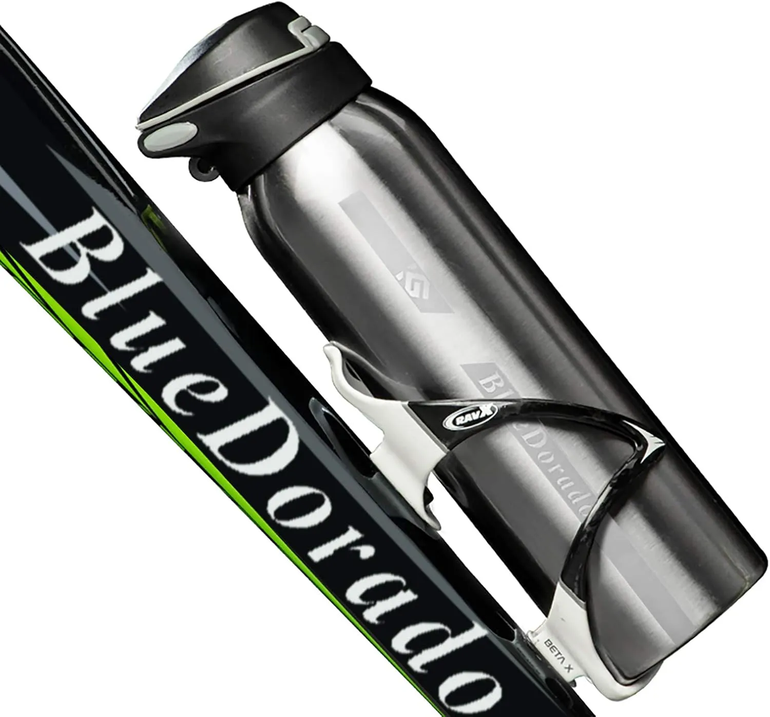 Stainless Steel Cycling Mug, Insulated Bike Water Bottle with Straw Lid & Flex Cap, BPA-Free, 18 Oz