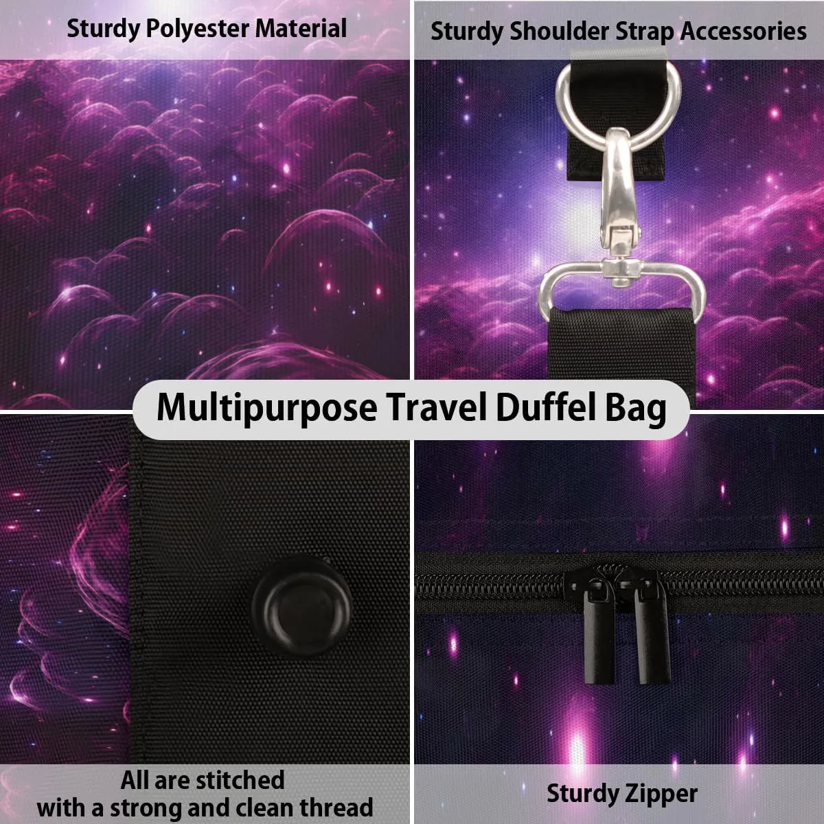 Starry Sky Travel Duffle Bag for Women Men Gym Duffel Foldable Bag Waterproof Weekender Universe Planet Duffle Tote