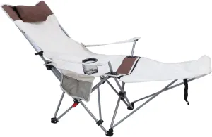 Steel Tube Camping Lounge Chair 900D Oxford Cloth 4 Position Adjustable Foldable Portable Reclining Camping Chair with Storage Bag for Outdoor Backpacking Beach /1955