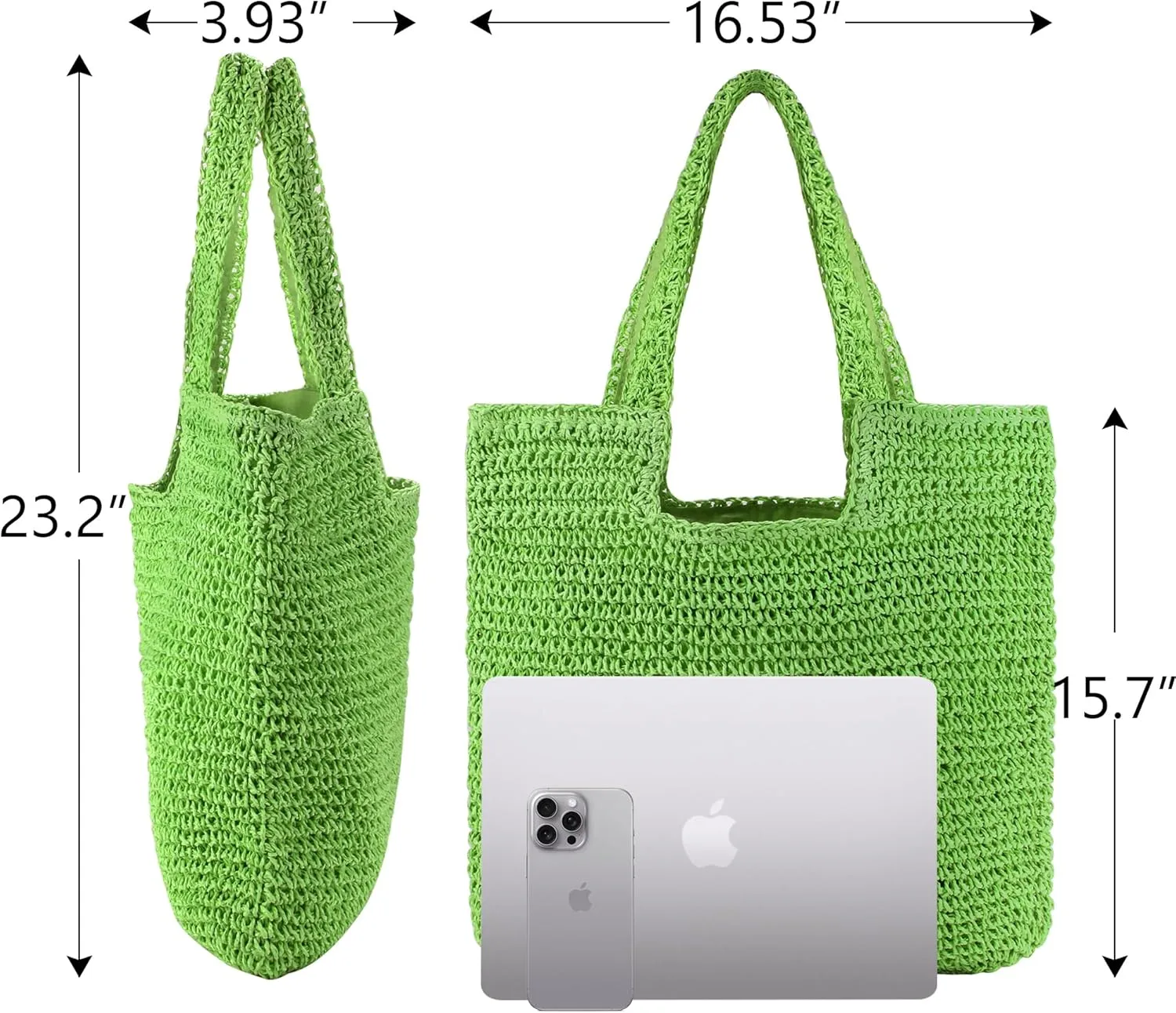 Straw Bag Beach Tote Handbag for Women Large Summer Woven Raffia Bag with Zipper