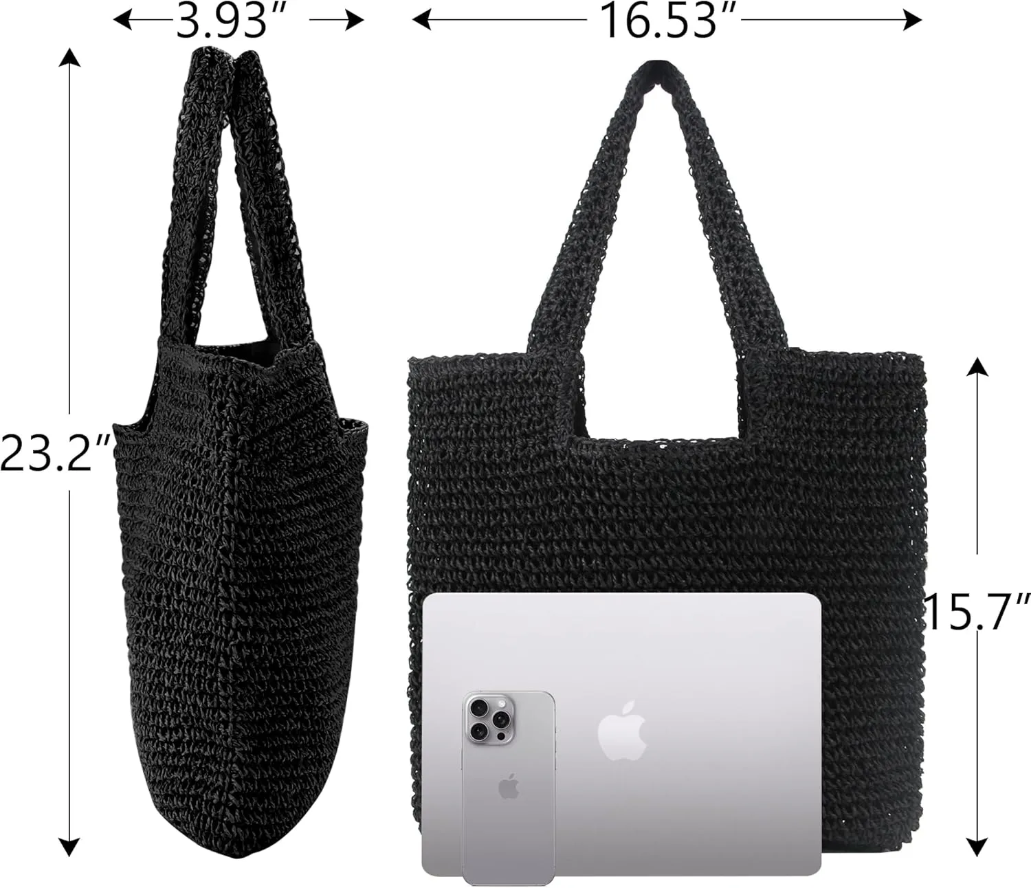 Straw Bag Beach Tote Handbag for Women Large Summer Woven Raffia Bag with Zipper