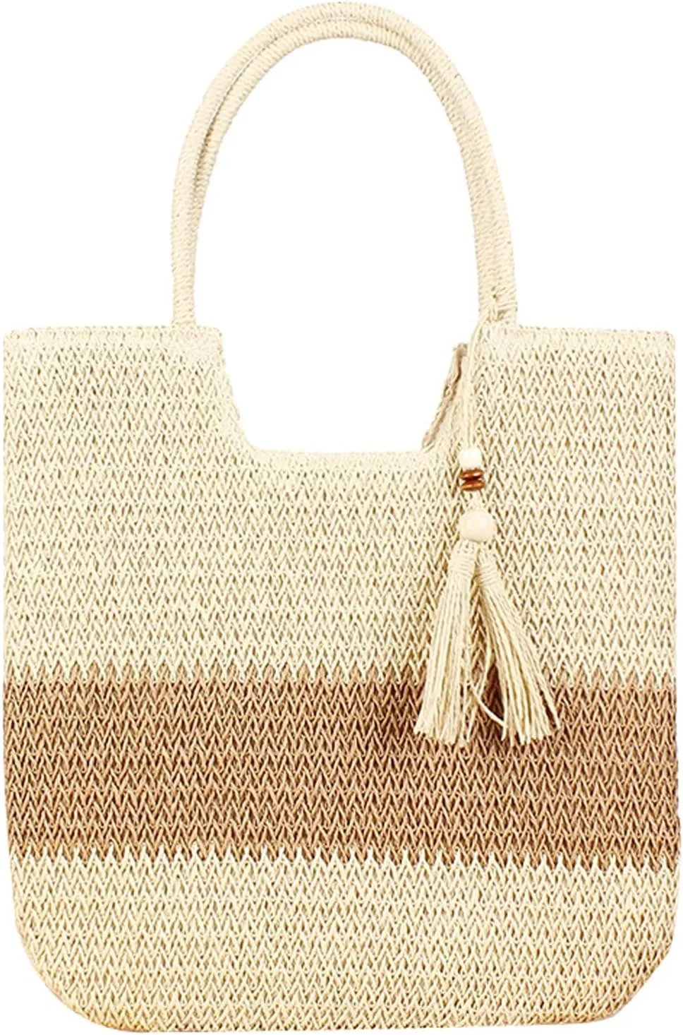 Straw Bag Beach Tote Handbag for Women Large Summer Woven Raffia Bag with Zipper