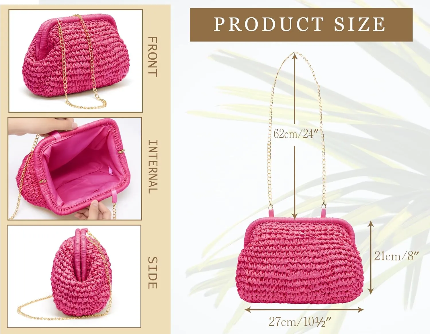 Straw Bag for Women Straw Clutch Purse Summer Beach Bag Woven Shoulder Crossbody Bag