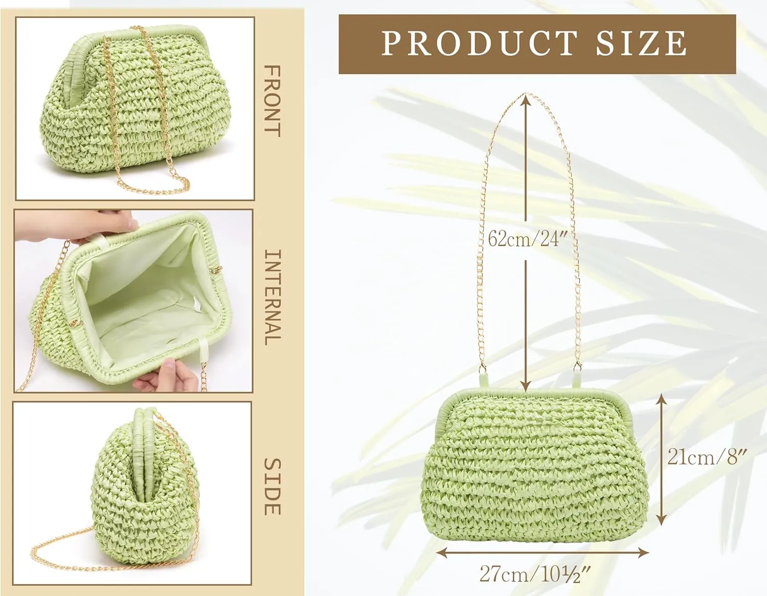 Straw Bag for Women Straw Clutch Purse Summer Beach Bag Woven Shoulder Crossbody Bag