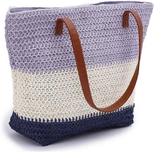 Straw Bag, Straw Beach Bag for Women, Large Woven Summer Tote Handbag Shoulder Bag for Outdoor Vacation