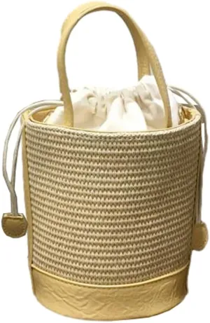 Straw Bags for Women 2025 Trendy Top Handle Bag Woven Bucket Purse Straw Tote Crossbody Purse Satchel Beach Bag for Vacation