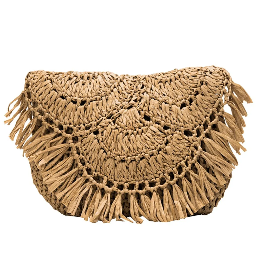 Straw Bags For Women Handmade Tassel Beach Bags Raffia Rattan Woven Handbags Female Vacation Crossbody Bags Clutch