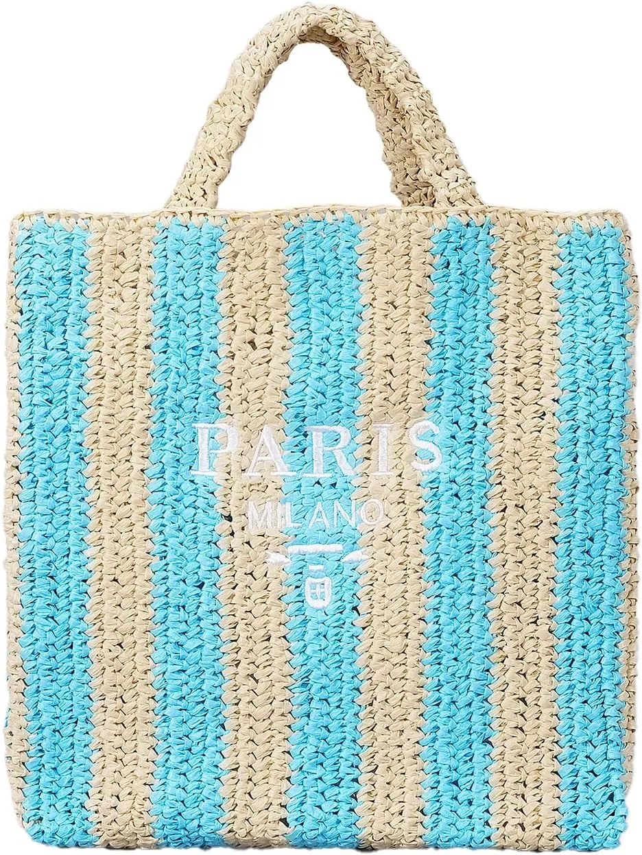 Straw Beach Bag for Women Summer Woven Tote Bag Packable Straw Purses and Handbags for Vacation Holiday