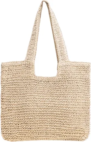 Straw Beach Bag The Tote Bag for Women Summer Rattan Bag for Vacation Wicker Woven Weekender Bags