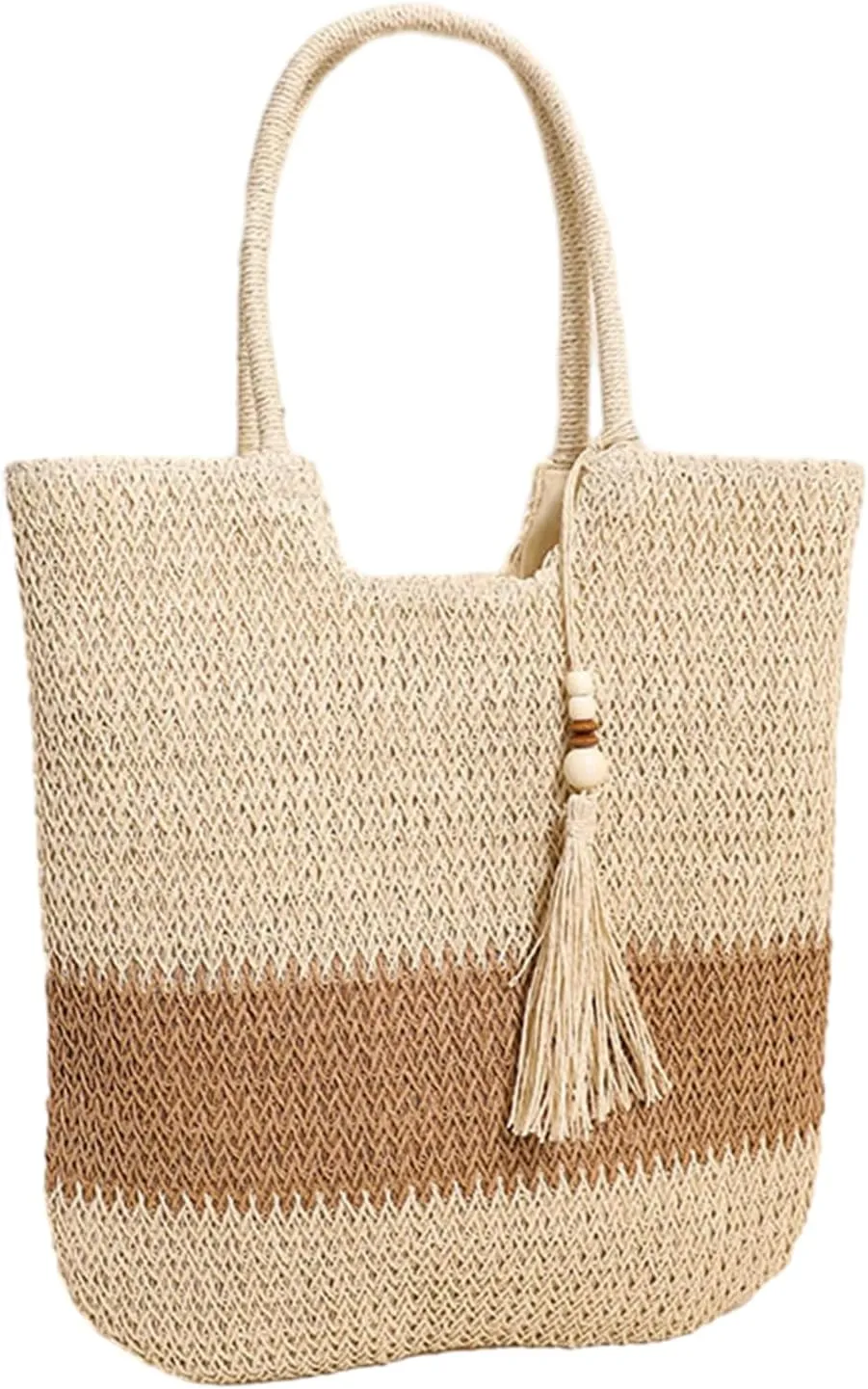 Straw Beach Bag, Woven Tote Bag With Tassels Large Shoulder Handbag Straw Purses And Handbags For Women