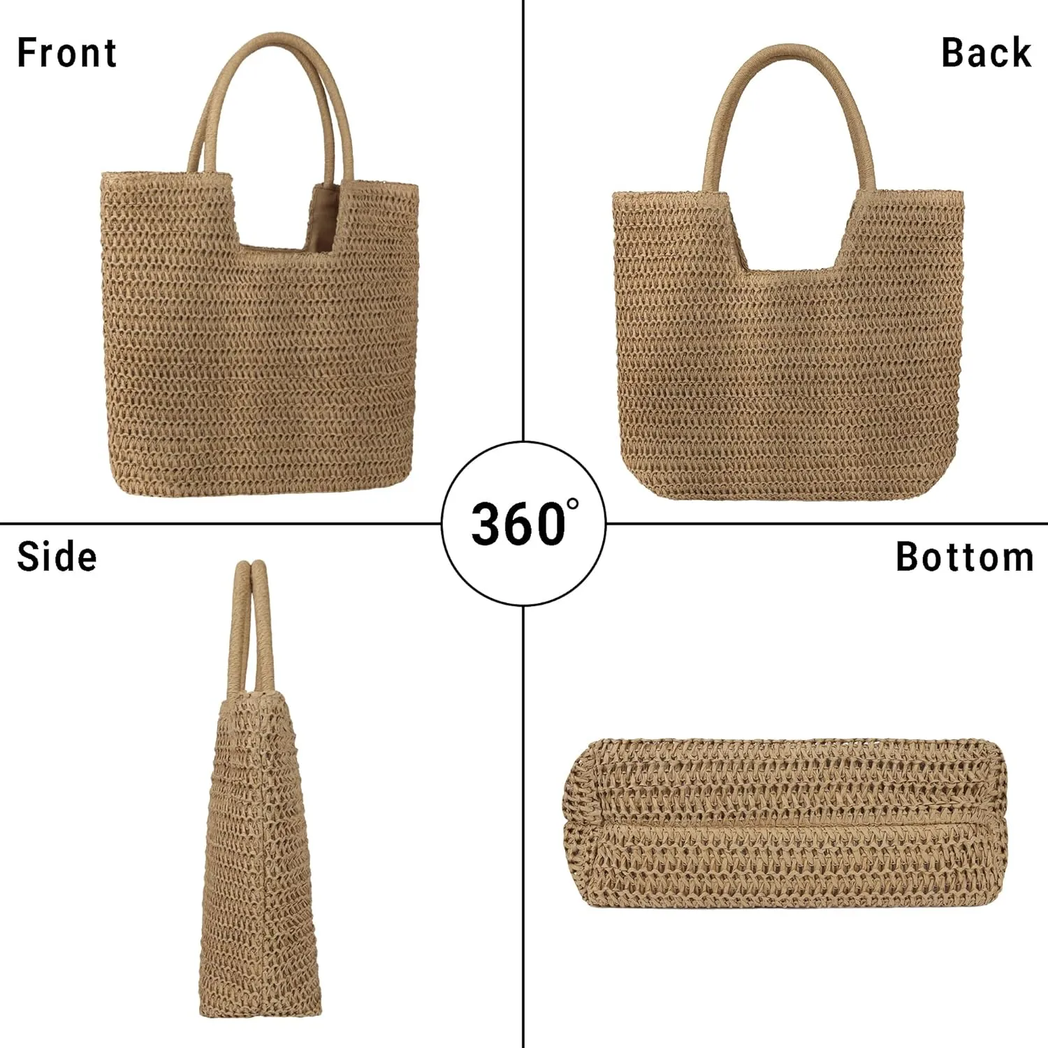 Straw Beach Bags for Women Large Beach Tote Bag Woven Shoulder Handbag Purse for Summer