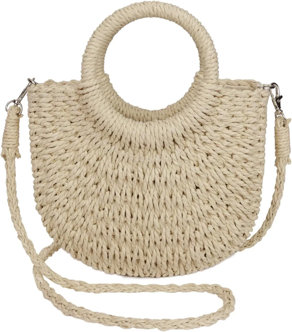 Straw Beach Bags for Women Small Shoulder Purse Woven Crossbody Handbag Top Handle Bag for Summer