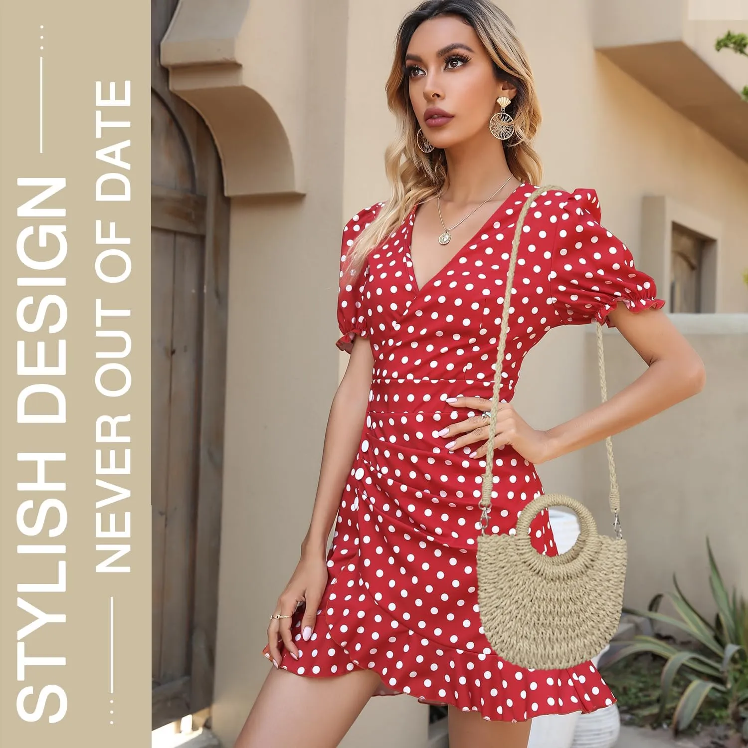 Straw Beach Bags for Women Small Shoulder Purse Woven Crossbody Handbag Top Handle Bag for Summer